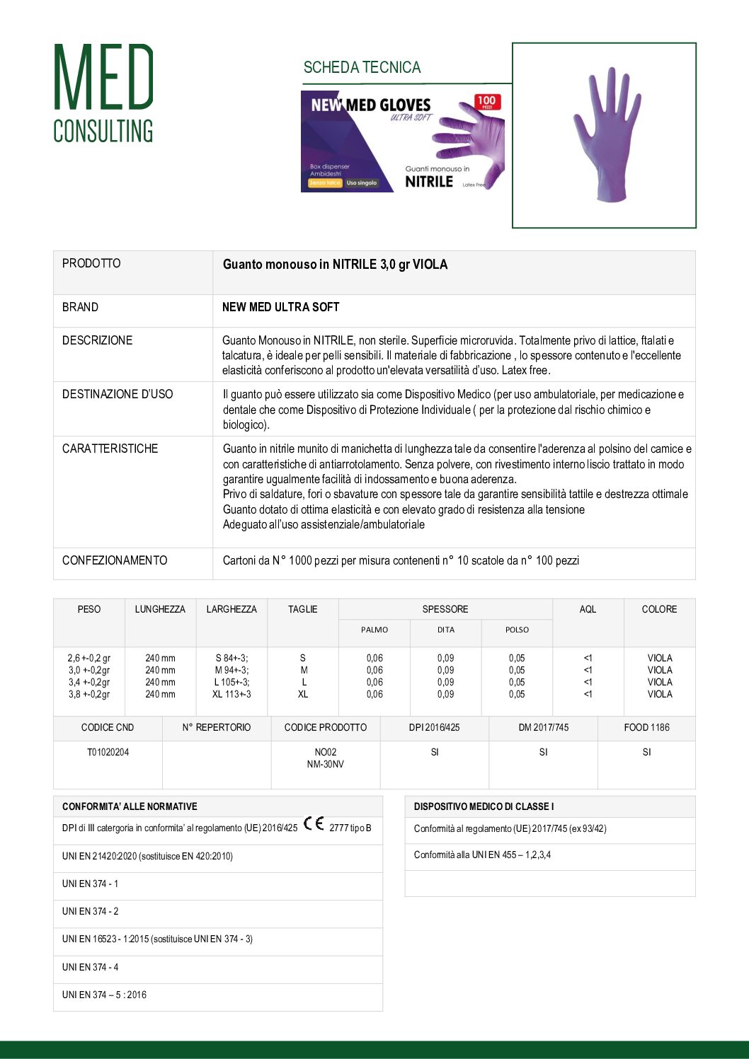 1 SCHEDA TECNICA NITRILE ULTRA SOFT