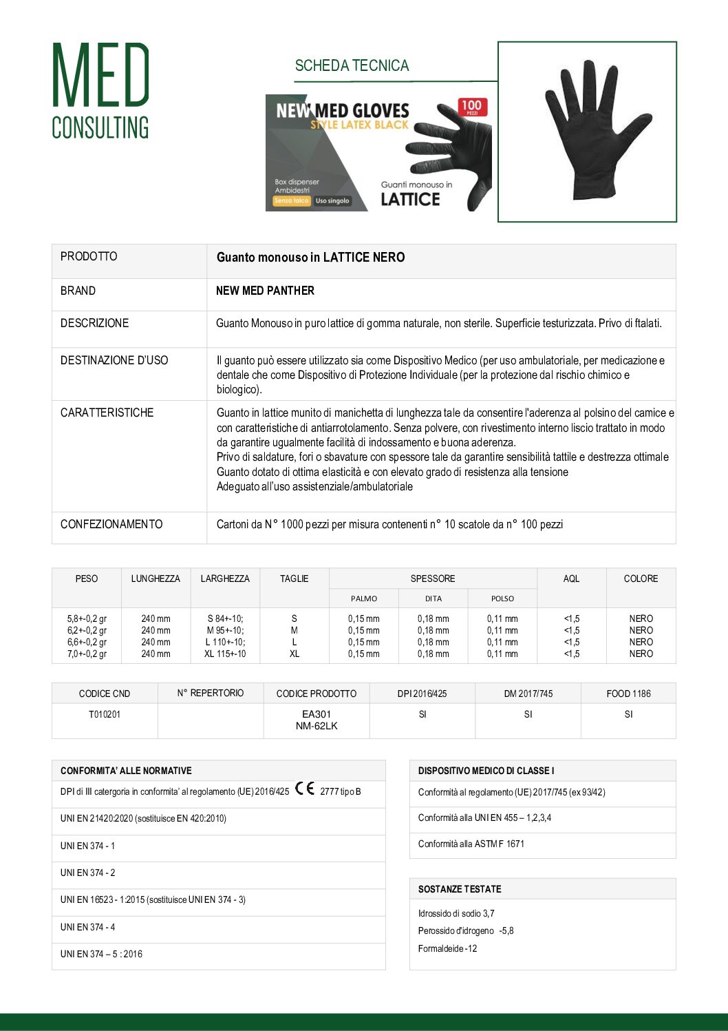 15 SCHEDA TECNICA LATTICE NERO New Med PANTER