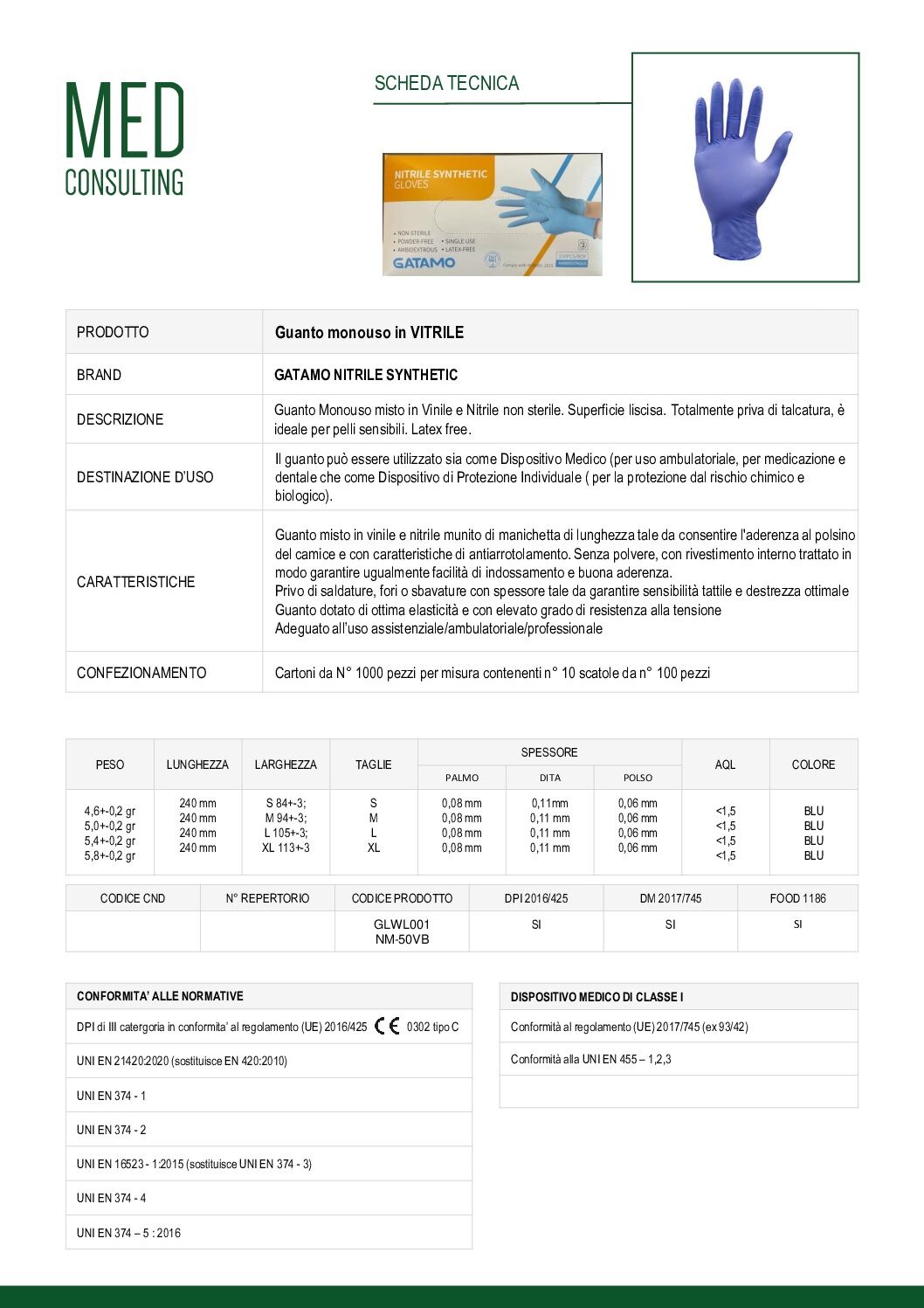 16 SCHEDA TECNICA GATAMO NITRILE SYNTHETIC