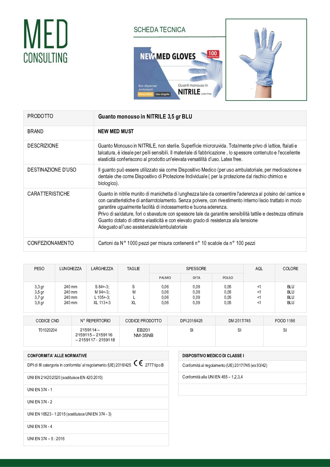 2 SCHEDA TECNICA NITRILE BLU MUST 3.5 GR