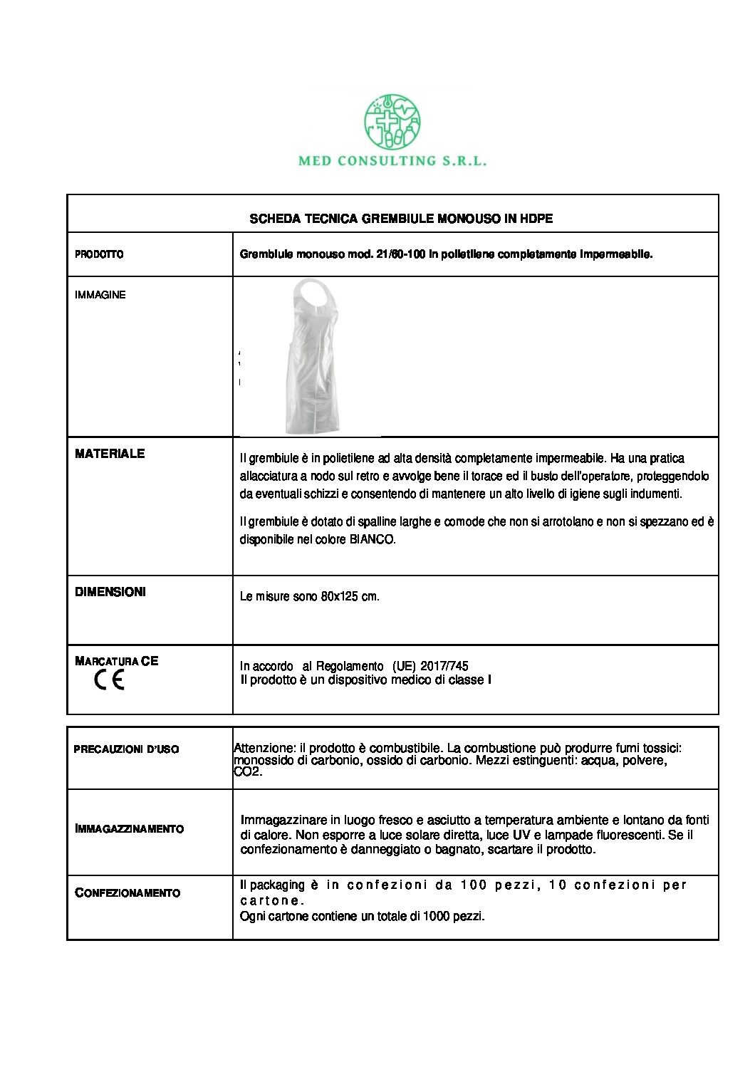 25 GREMBIULI HDPE SCHEDA TECNICA