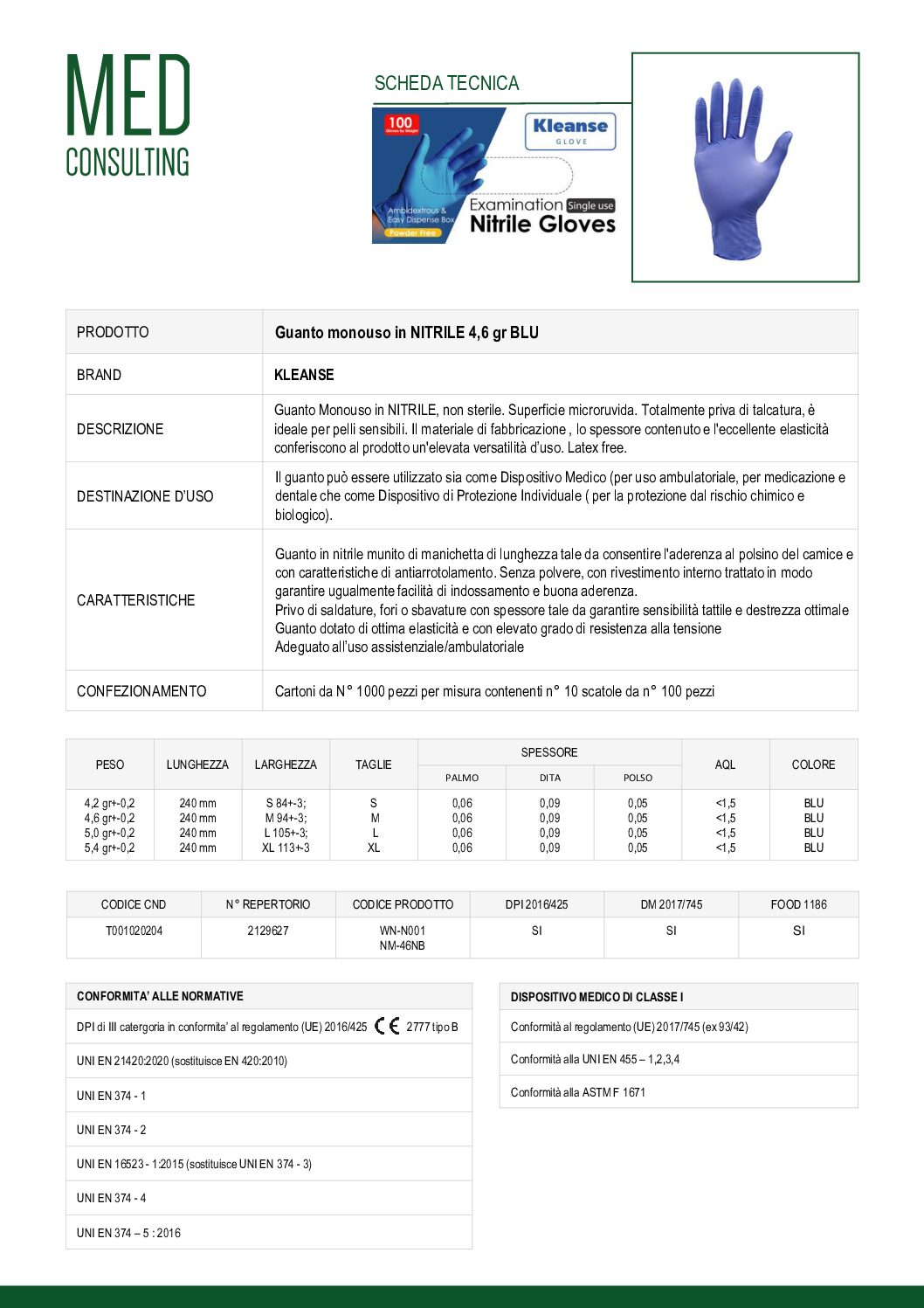 4 SCHEDA TECNICA NITRILE KLEANSE