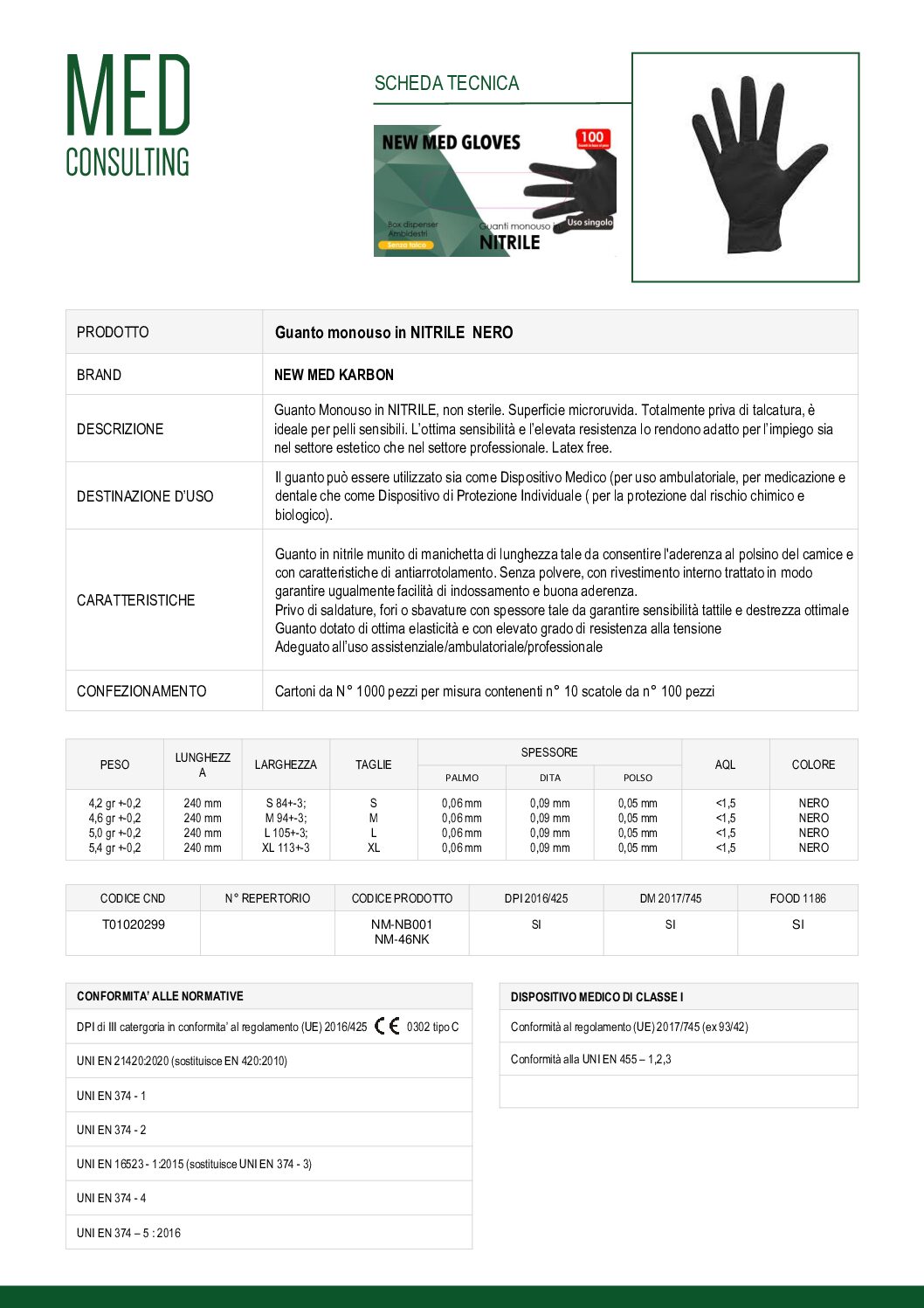 5 SCHEDA TECNICA NITRILE NERO KARBON