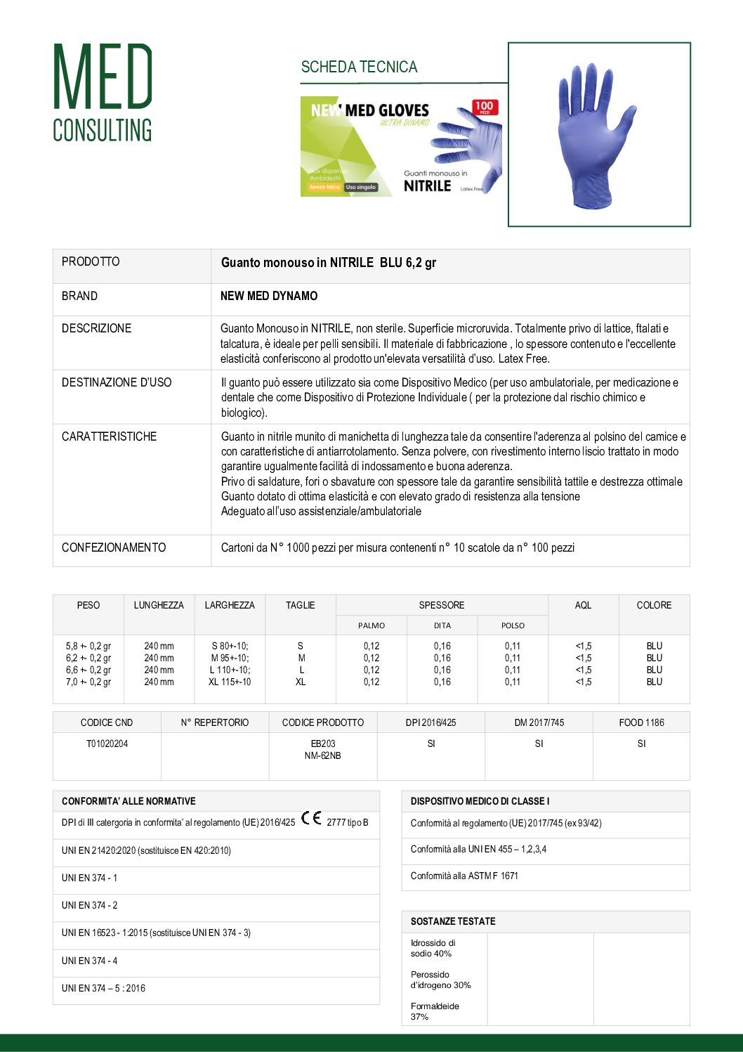 6 SCHEDA TECNICA NITRILE NEW MED DYNAMO